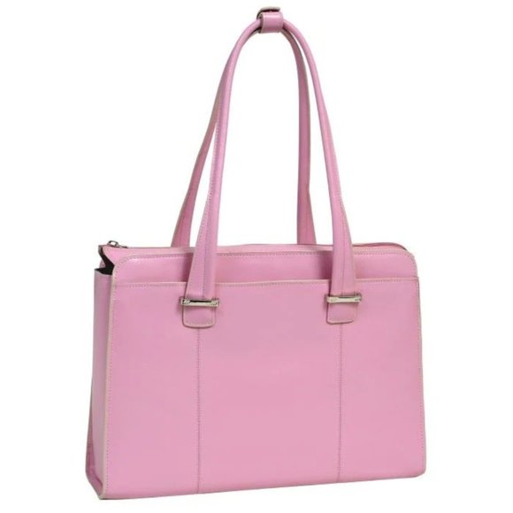 Pink MCKLEIN 96549 ALEXIS 14" LEATHER LAPTOP bag BRIEFCASE - Picture 2 of 3